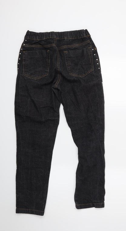 Fabric Womens Black  Denim Skinny Jeans Size 12 L25 in