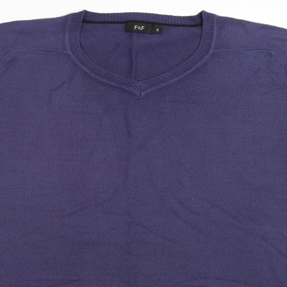 F&F Mens Blue  Knit Pullover Jumper Size S