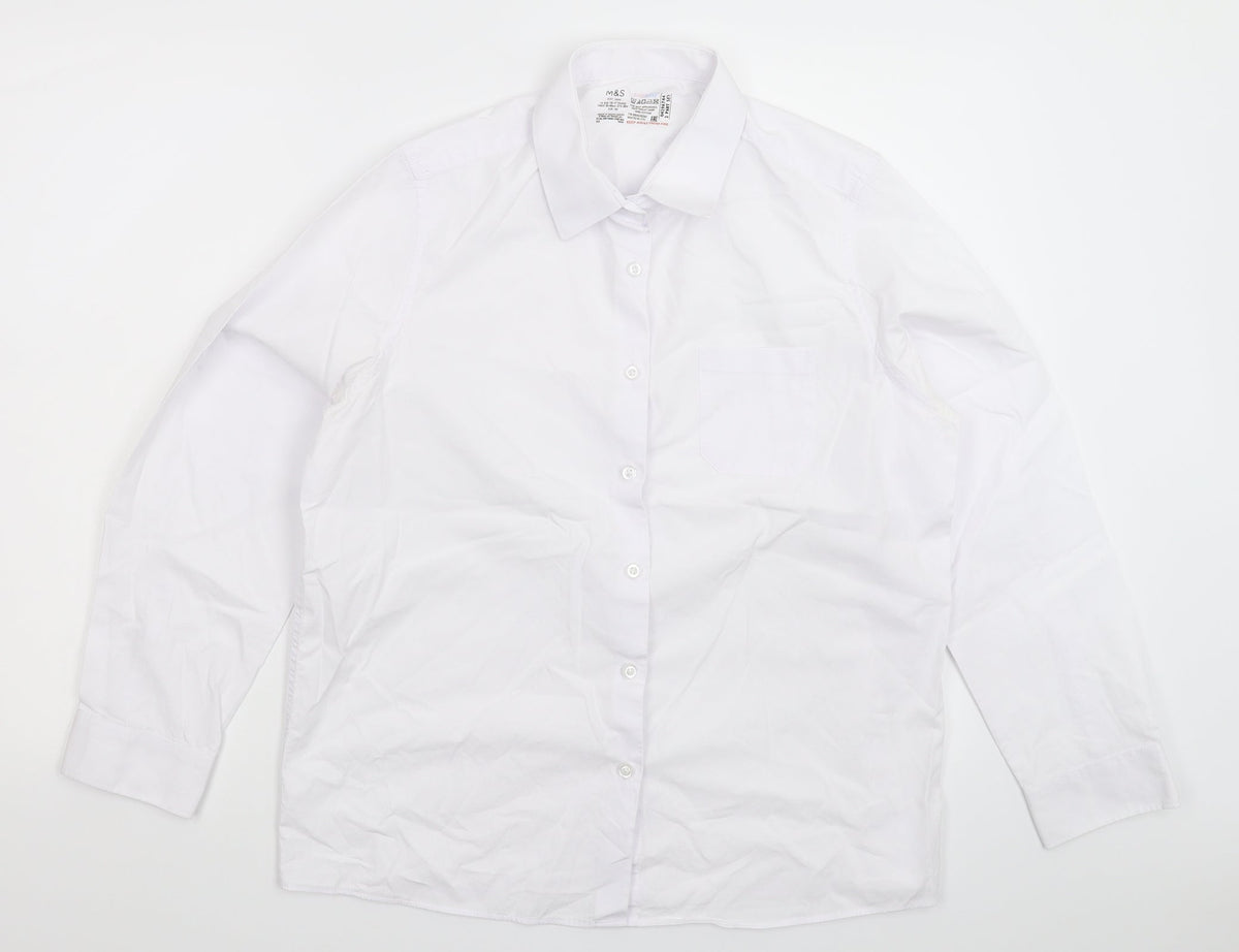Marks & Spencer Girls White   Basic Button-Up Size 16 Years