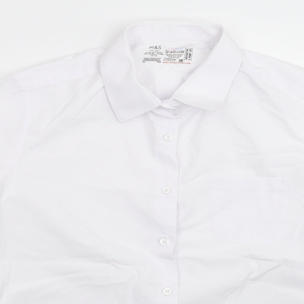 Marks & Spencer Girls White   Basic Button-Up Size 16 Years