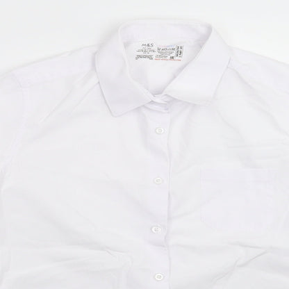 Marks & Spencer Girls White   Basic Button-Up Size 16 Years