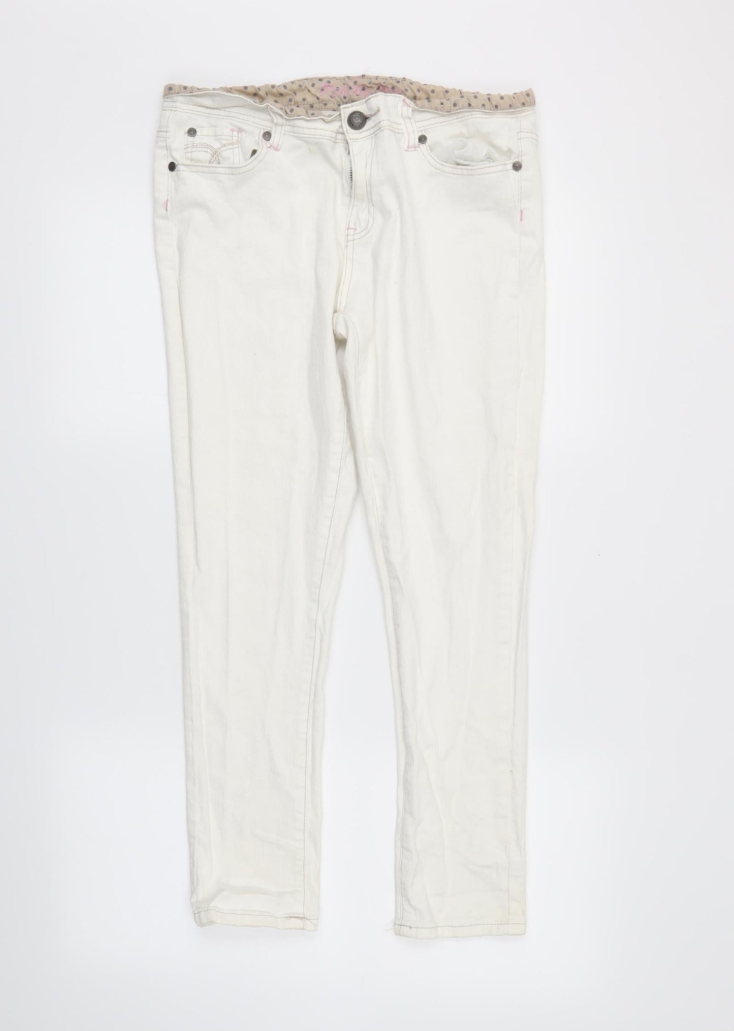 Womens UK Size 14 denimco Regular Fit Skinny White Jeans