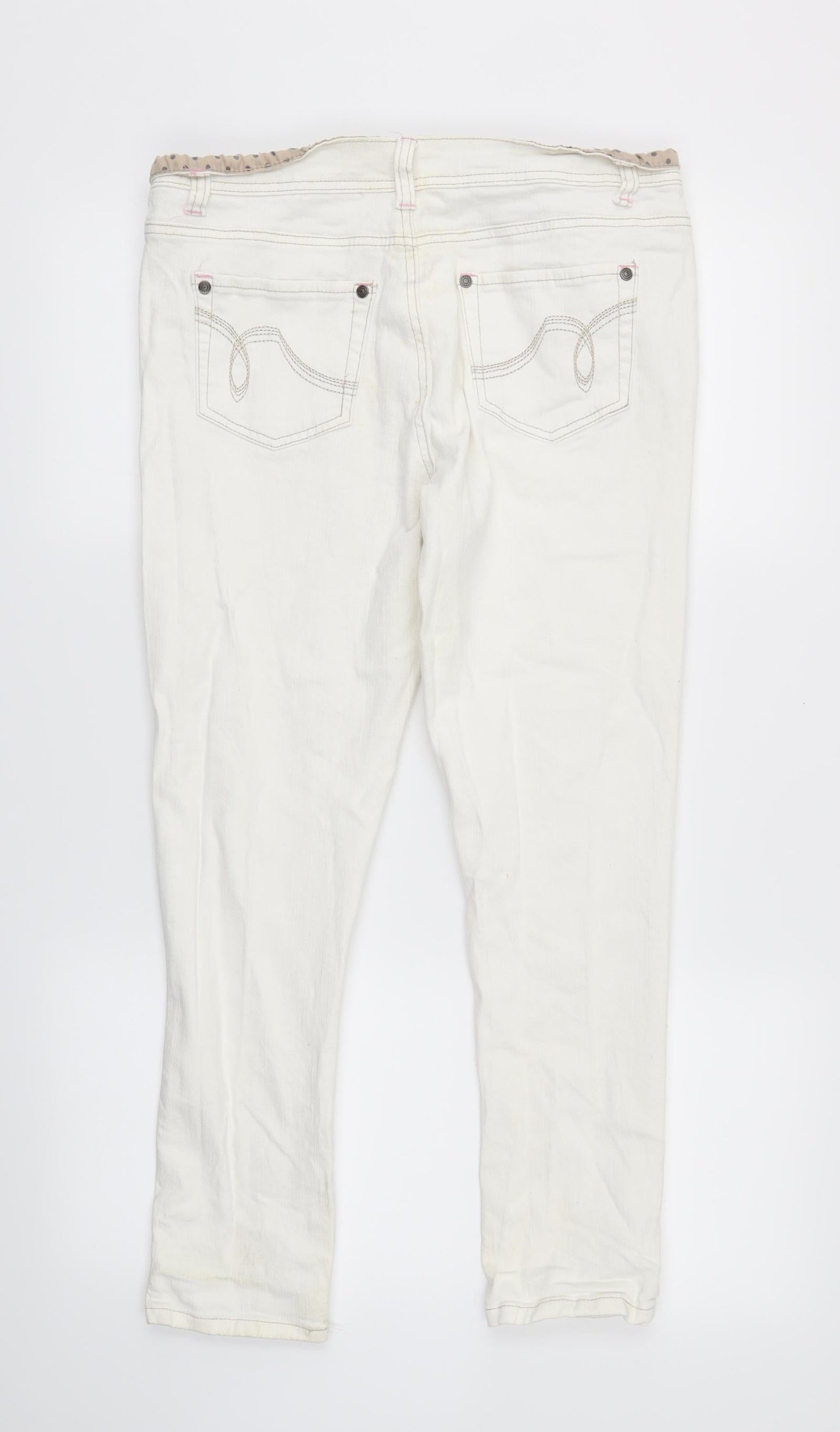Womens UK Size 14 denimco Regular Fit Skinny White Jeans