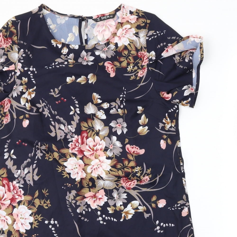 SheIn Womens Blue Floral  Shift  Size S