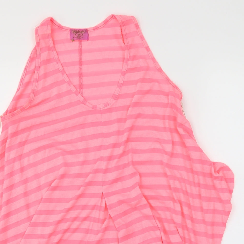 Womens UK Size 8 ribbon Pink Basic Tank