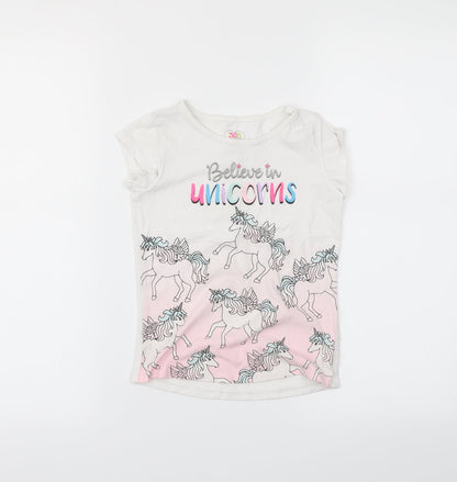 365 Girls White   Pullover T-Shirt Size 6 Years