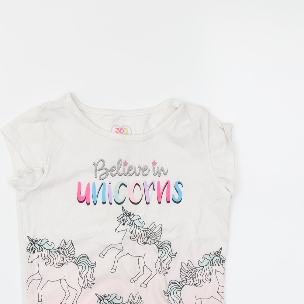 365 Girls White   Pullover T-Shirt Size 6 Years