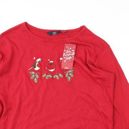 Womens UK Size S isle Red Tunic T-Shirt
