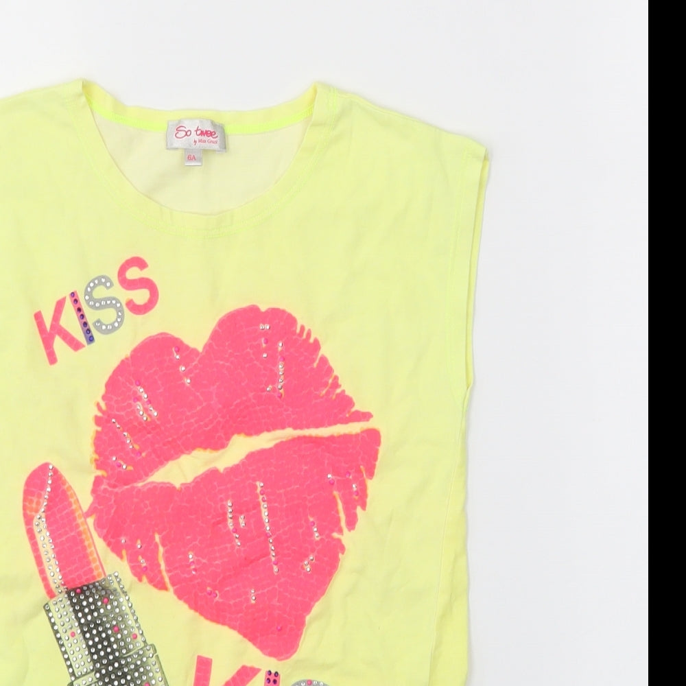 Miss Grant Girls Yellow   Pullover T-Shirt Size 6 Years