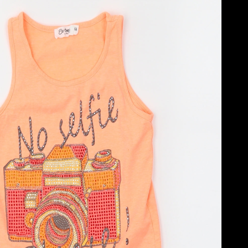 so twee Girls Orange   Basic Tank Size 6 Years