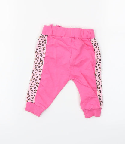 Studio Girls Pink Animal Print  Jogger Trousers Size 3-6 Months