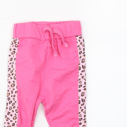 Studio Girls Pink Animal Print  Jogger Trousers Size 3-6 Months