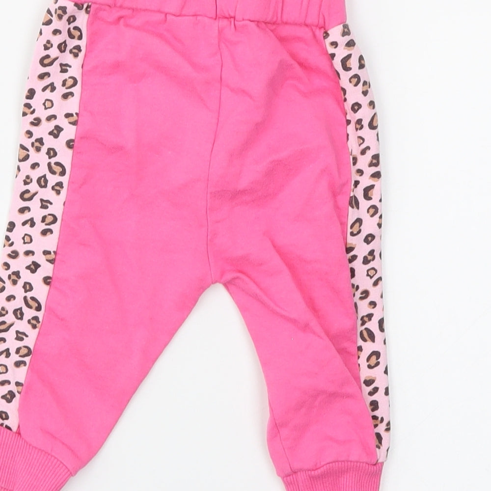 Studio Girls Pink Animal Print  Jogger Trousers Size 3-6 Months