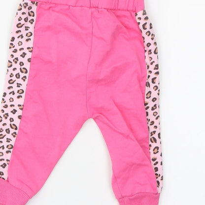 Studio Girls Pink Animal Print  Jogger Trousers Size 3-6 Months