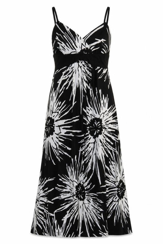 Front view of Kaleidoscope women’s black floral maxi, size UK 10