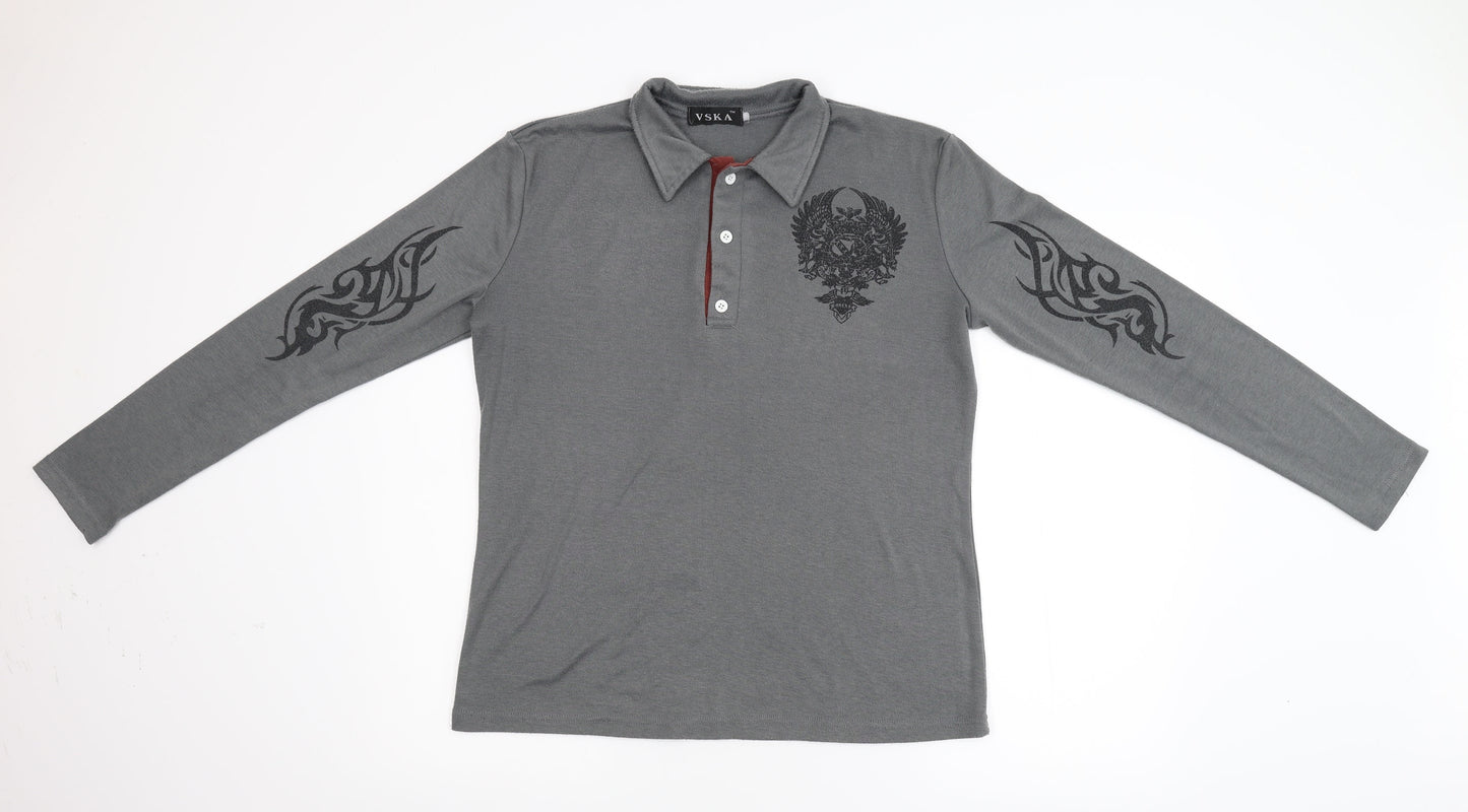 VSKA Mens Grey  Flannel  Polo Size M