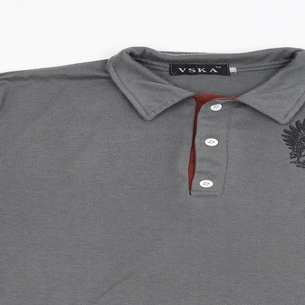 VSKA Mens Grey  Flannel  Polo Size M