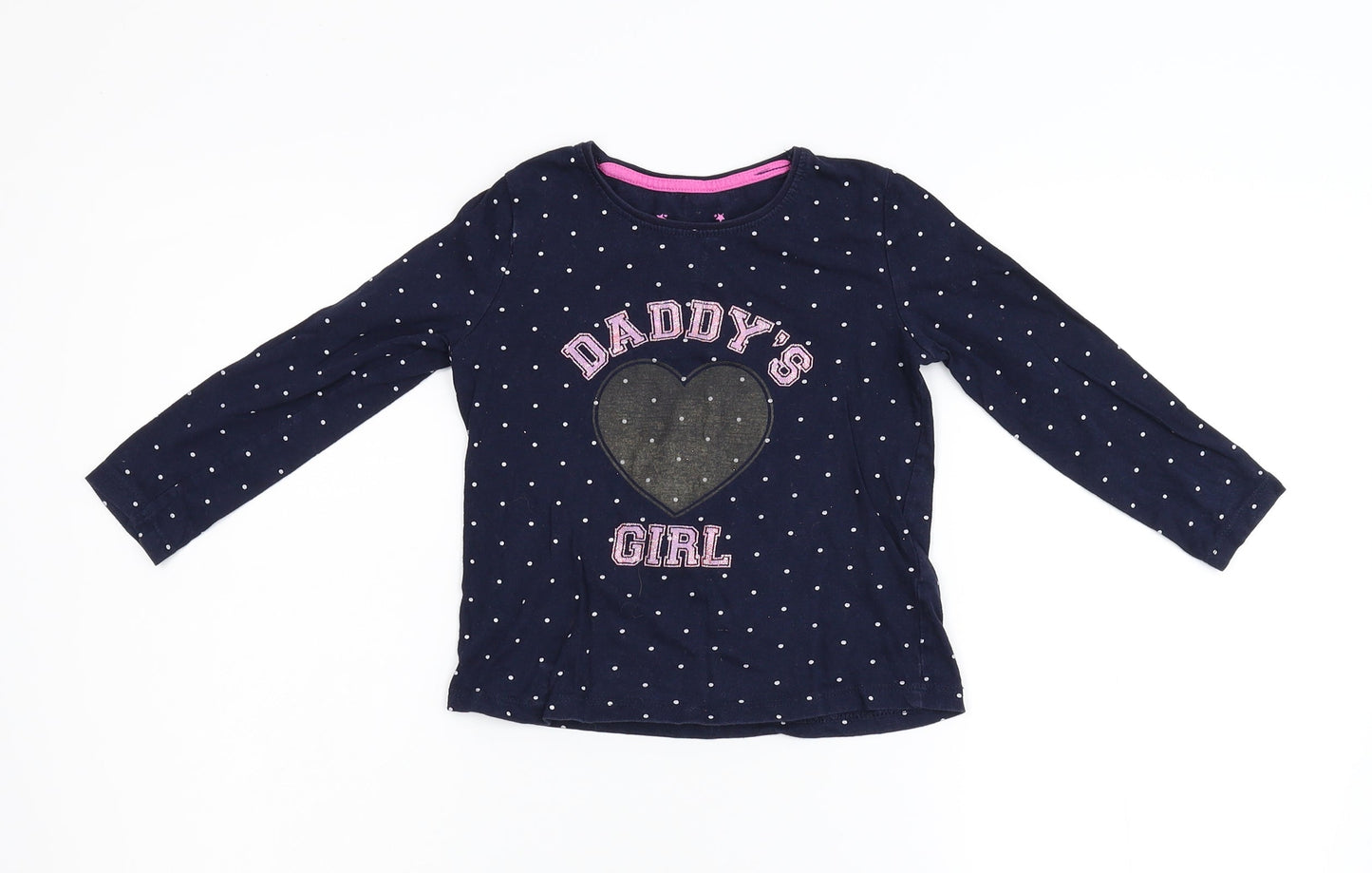 Primark Girls Blue  Flannel Basic T-Shirt Size 3-4 Years  - Daddy's Girl