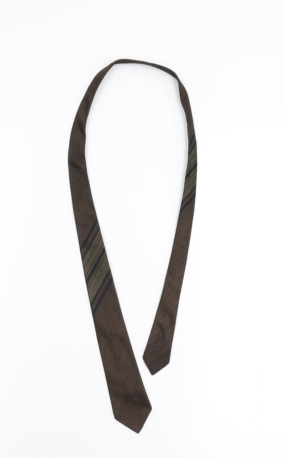 Mens Terylene Bronze Striped  Pointed Tie