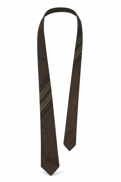 Mens Terylene Bronze Striped  Pointed Tie