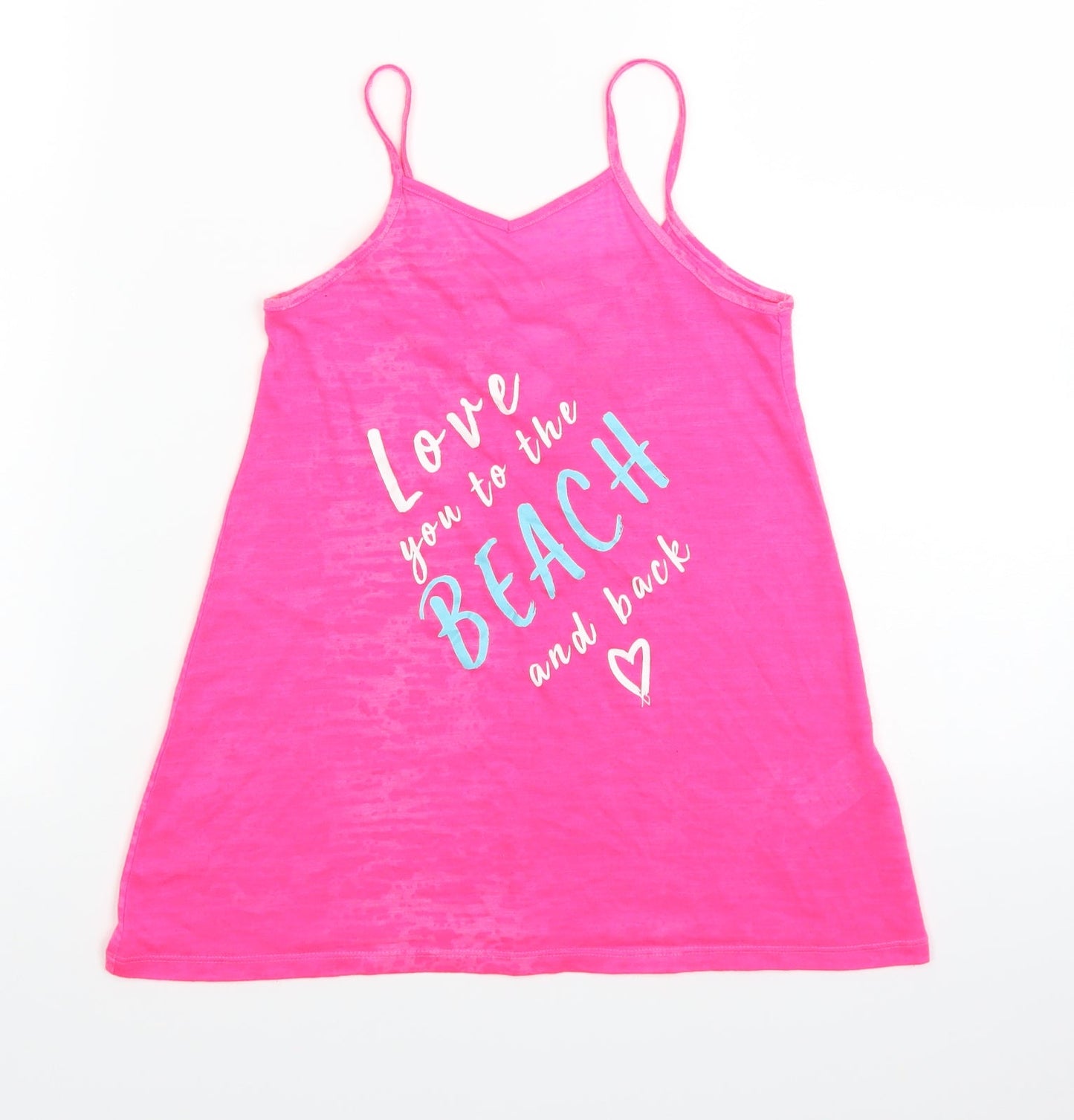 Matalan Girls Pink   Basic T-Shirt Size 4 Years  - LOVE YOU TO THE BEACH AND BACK