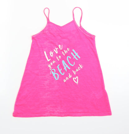 Matalan Girls Pink   Basic T-Shirt Size 4 Years  - LOVE YOU TO THE BEACH AND BACK