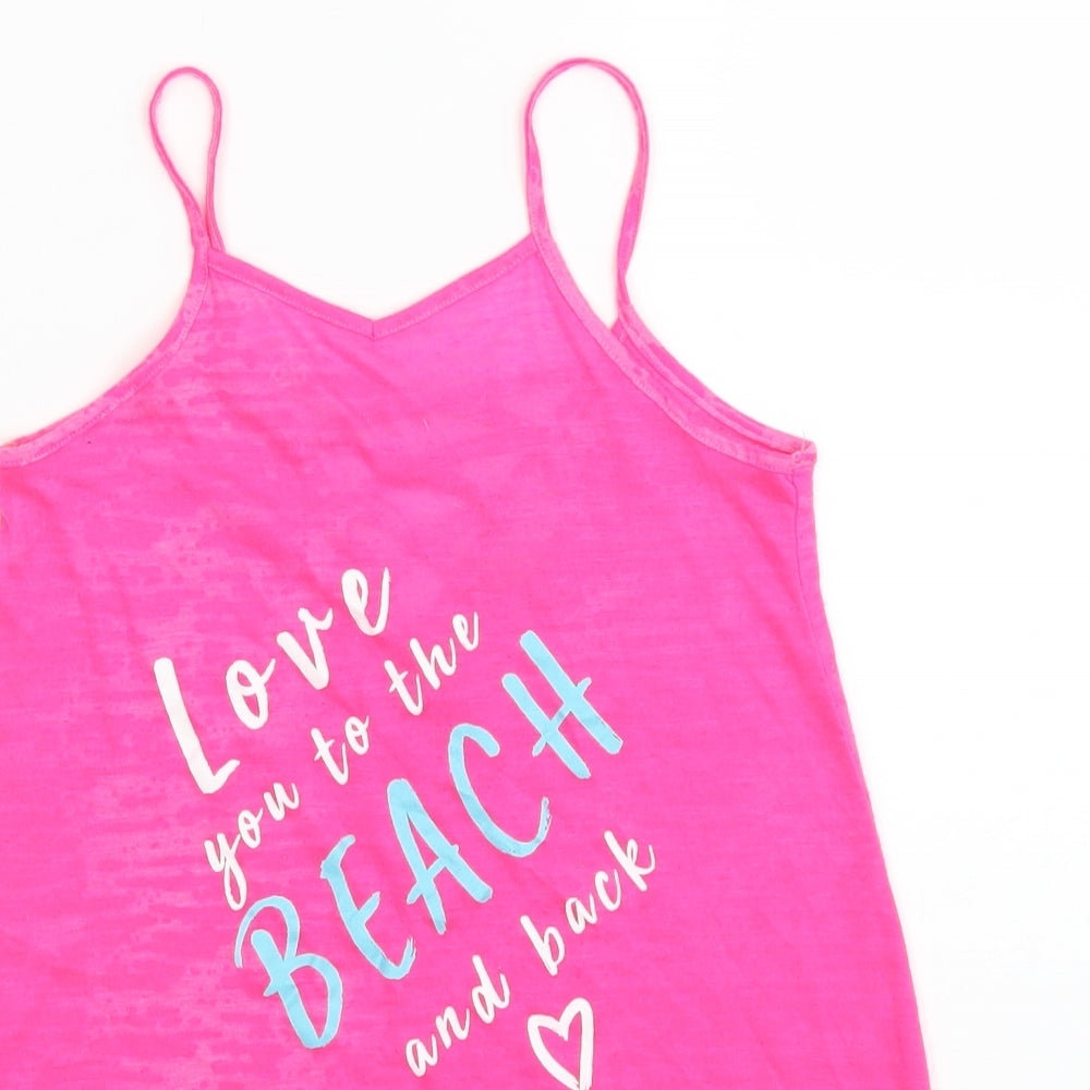 Matalan Girls Pink   Basic T-Shirt Size 4 Years  - LOVE YOU TO THE BEACH AND BACK