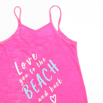Matalan Girls Pink   Basic T-Shirt Size 4 Years  - LOVE YOU TO THE BEACH AND BACK