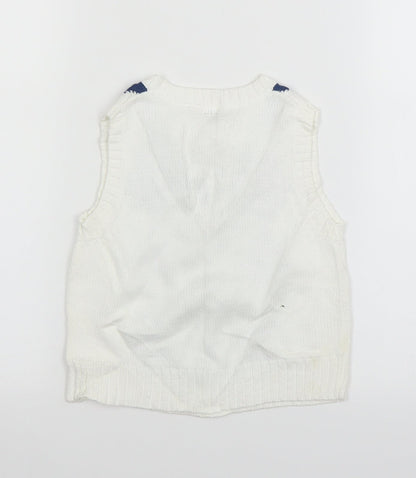 Gap Baby White Argyle/Diamond Knit Pullover Jumper Size 12-18 Months
