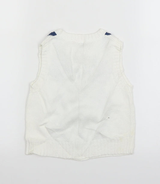 Gap Baby White Argyle/Diamond Knit Pullover Jumper Size 12-18 Months