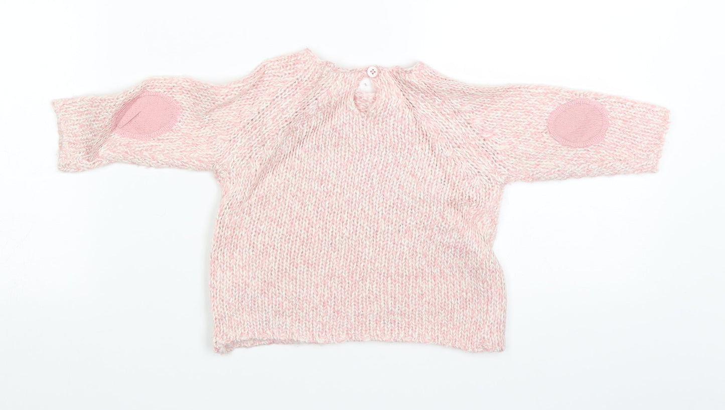 F&F Girls Pink  Knit Pullover Jumper Size 36 Months  - heart