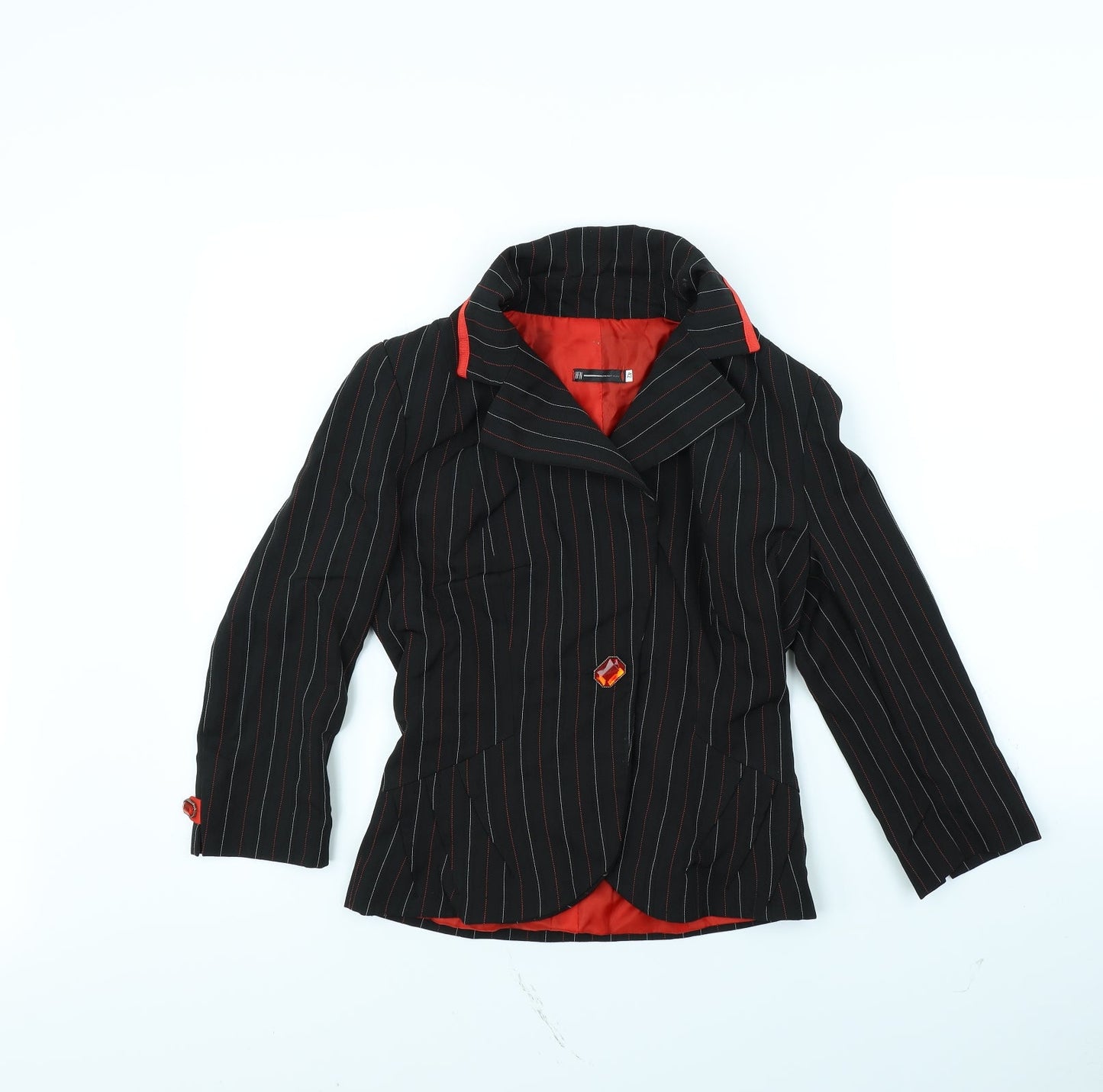 HFN Womens Black Striped  Jacket  Size 14  - shoulder pads