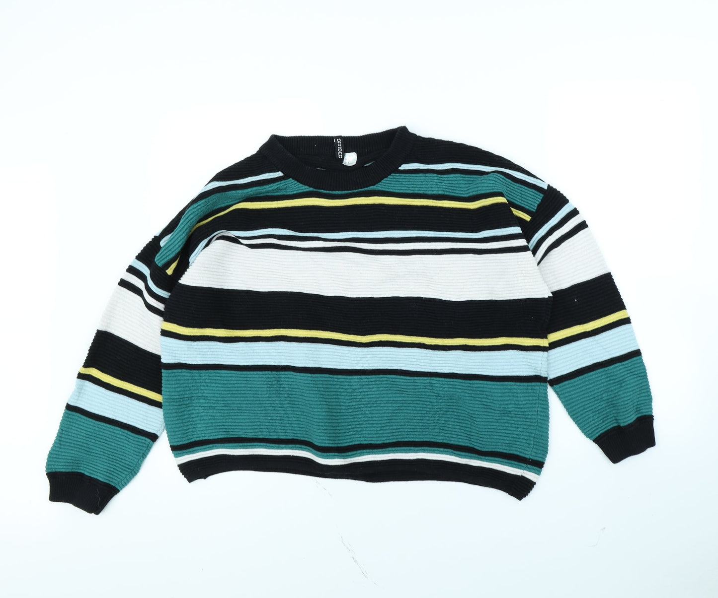Divided Womens Green Striped  Pullover Jumper Size L