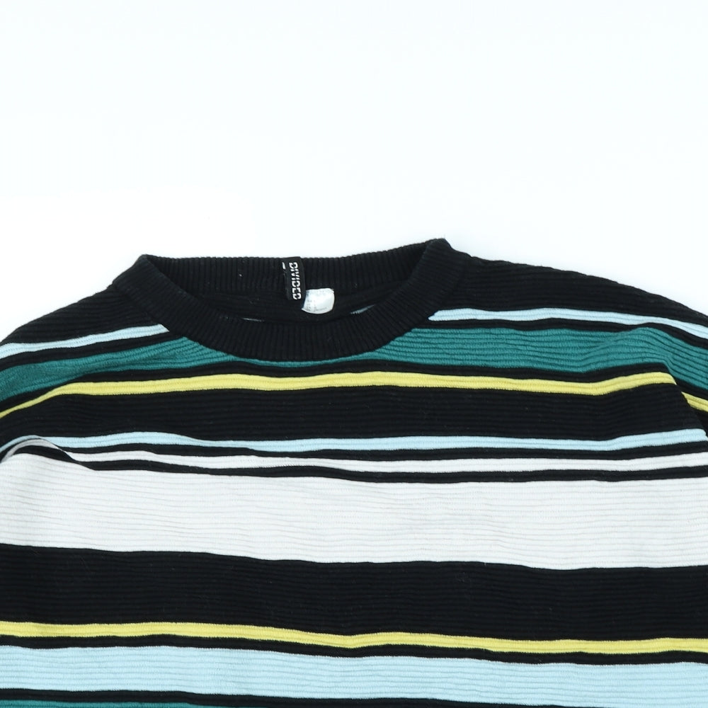 Divided Womens Green Striped  Pullover Jumper Size L