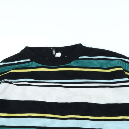 Divided Womens Green Striped  Pullover Jumper Size L