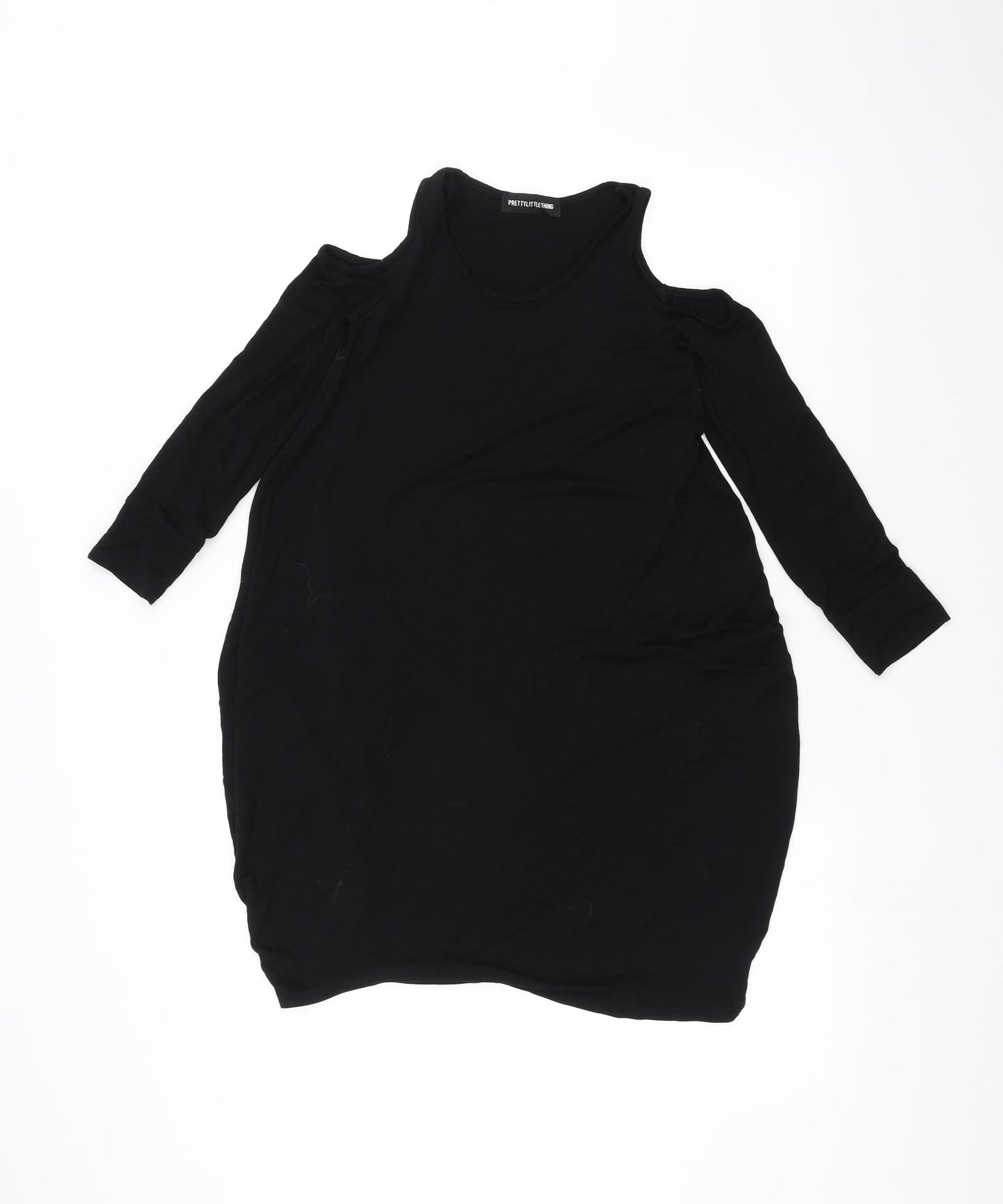 Womens UK Size 4 PRETTYLITTLETHING Black Basic T-Shirt