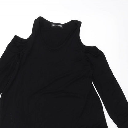 Womens UK Size 4 PRETTYLITTLETHING Black Basic T-Shirt