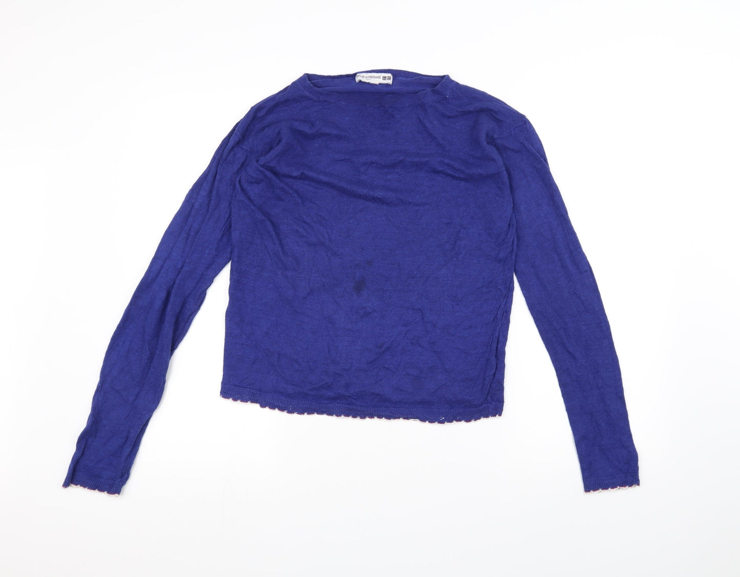 Womens UK Size M UNI Blue Basic T-Shirt