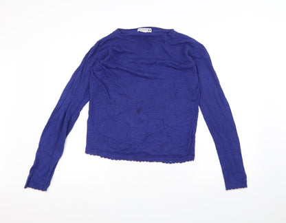 Womens UK Size M UNI Blue Basic T-Shirt