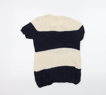 Gap Womens White Striped Knit Pullover Jumper Size S