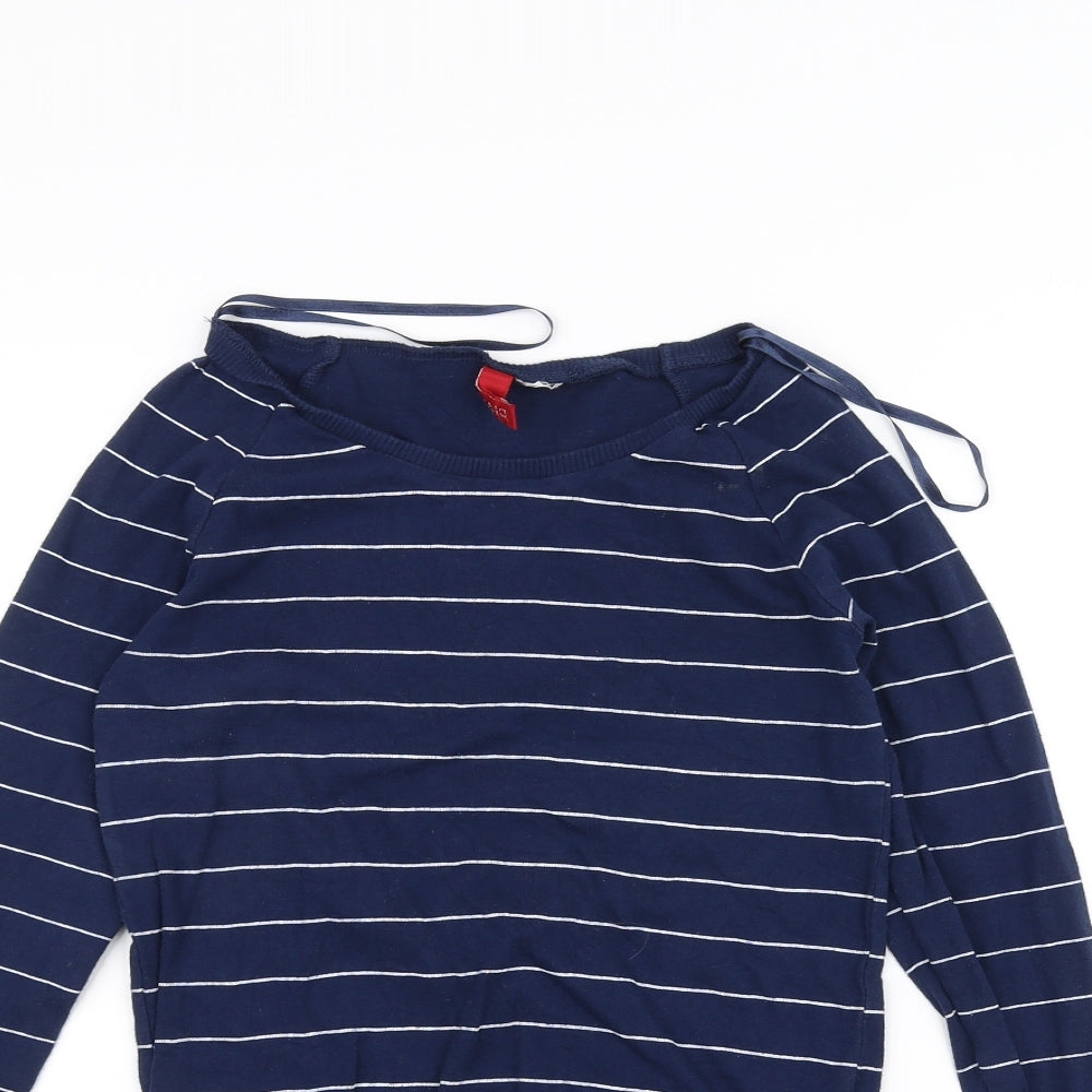 H&M Womens Blue Striped  Pullover Jumper Size 10