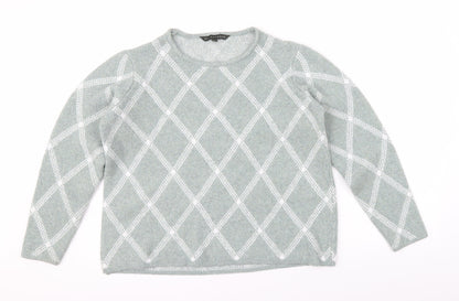 Love Knit Womens Green Argyle/Diamond Knit Pullover Jumper Size 16