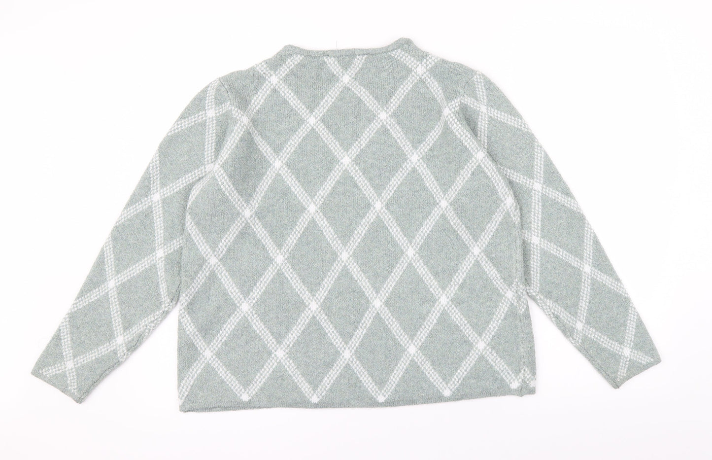 Love Knit Womens Green Argyle/Diamond Knit Pullover Jumper Size 16