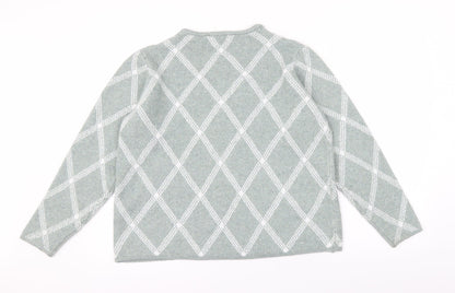 Love Knit Womens Green Argyle/Diamond Knit Pullover Jumper Size 16