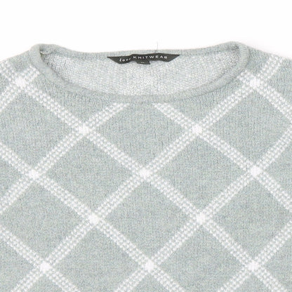 Love Knit Womens Green Argyle/Diamond Knit Pullover Jumper Size 16