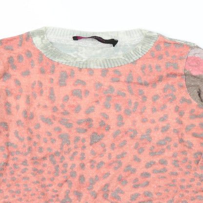 Evalinka Womens Pink Animal Print  Pullover Jumper Size 2