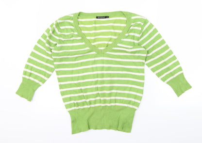 Atmosphere Girls Green Striped  Pullover Jumper Size 12-13 Years