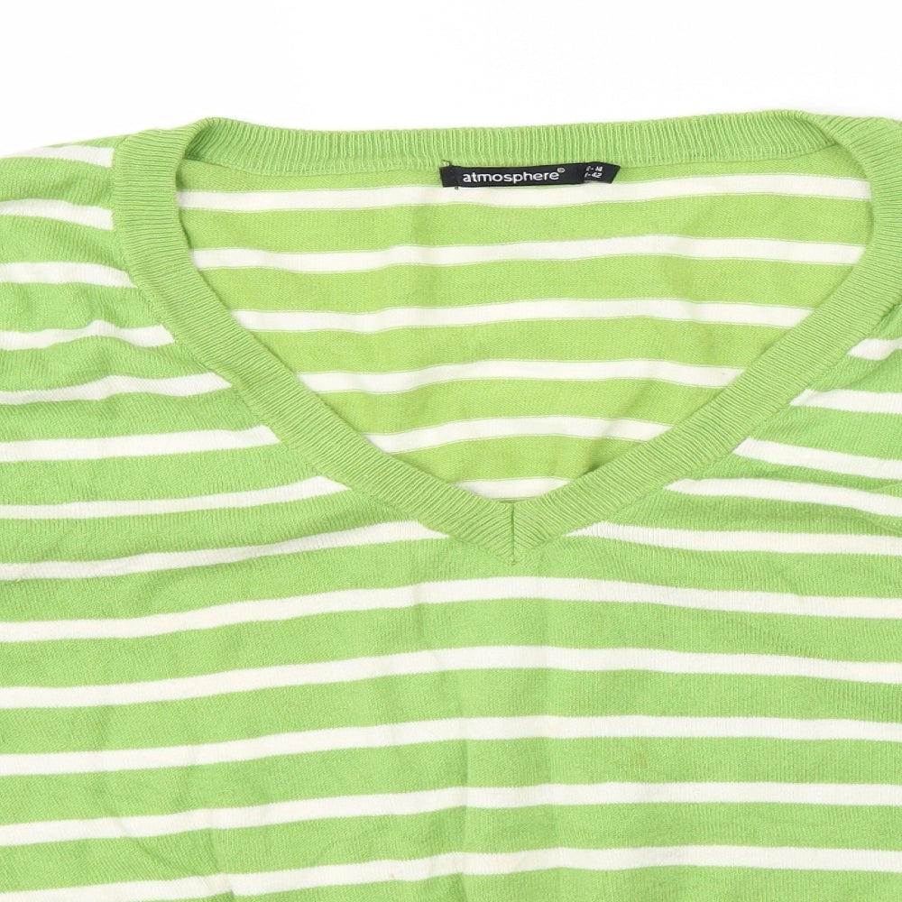 Atmosphere Girls Green Striped  Pullover Jumper Size 12-13 Years
