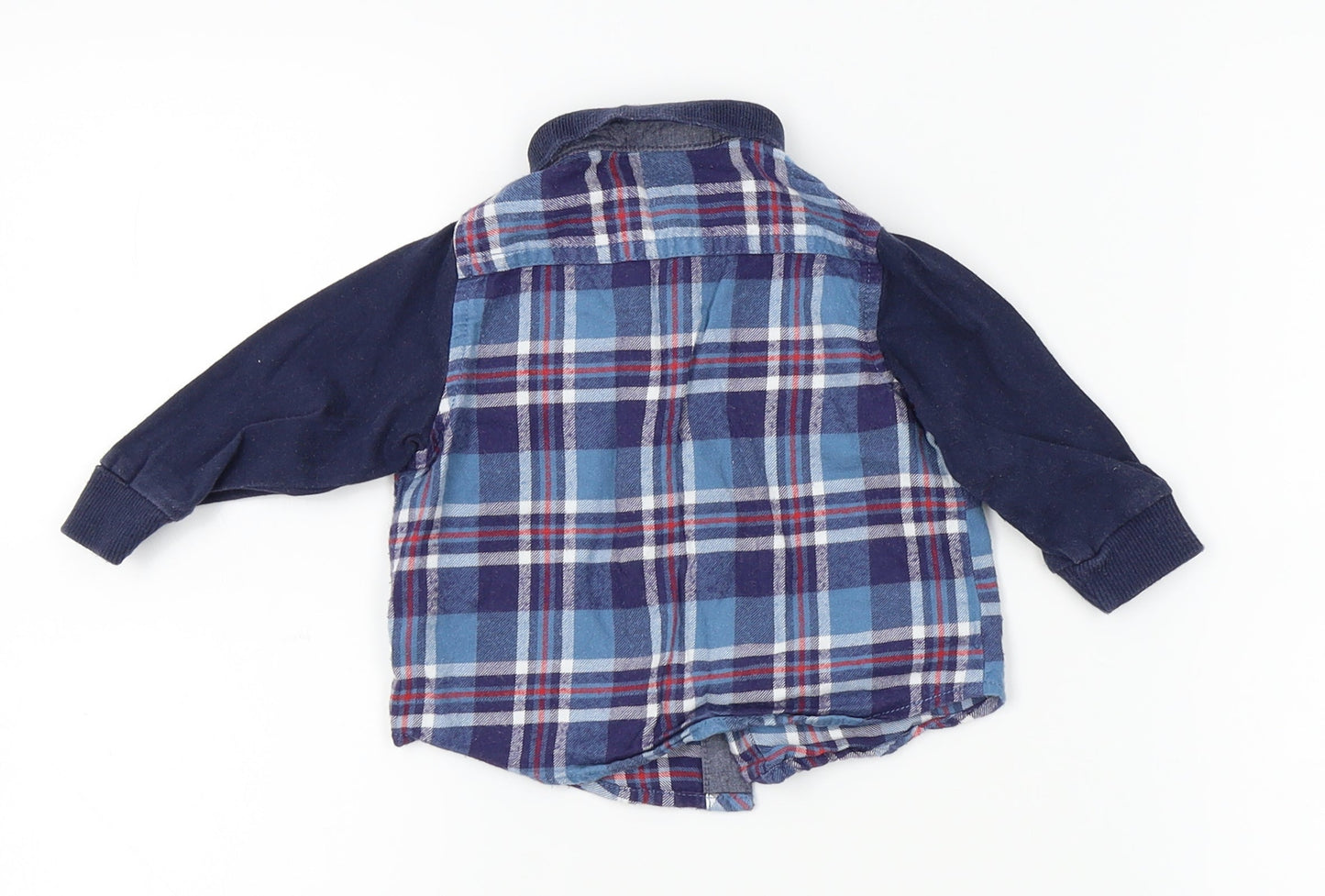 Matalan Boys Blue Plaid  Basic Dress Shirt Size 3-6 Months