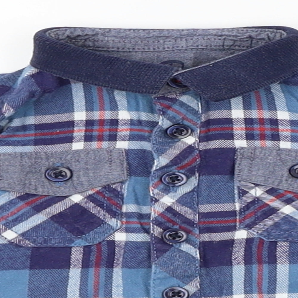 Matalan Boys Blue Plaid  Basic Dress Shirt Size 3-6 Months